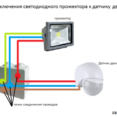 Skema menghubungkan lampu sorot ke sensor dan geganti foto