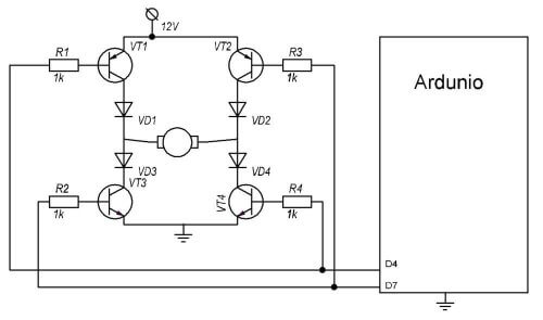 Litar kawalan motor boleh balik Arduino